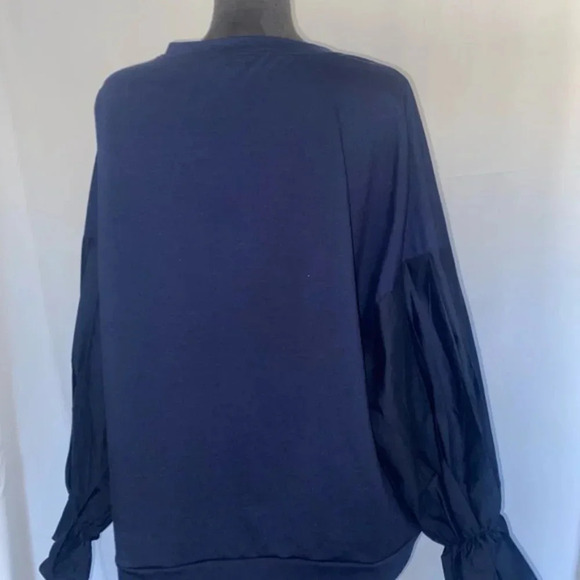 ELOQUII Plus Size Navy Blue Crewneck Oversized Sleeves Sweater 22/24 - Picture 5 of 10